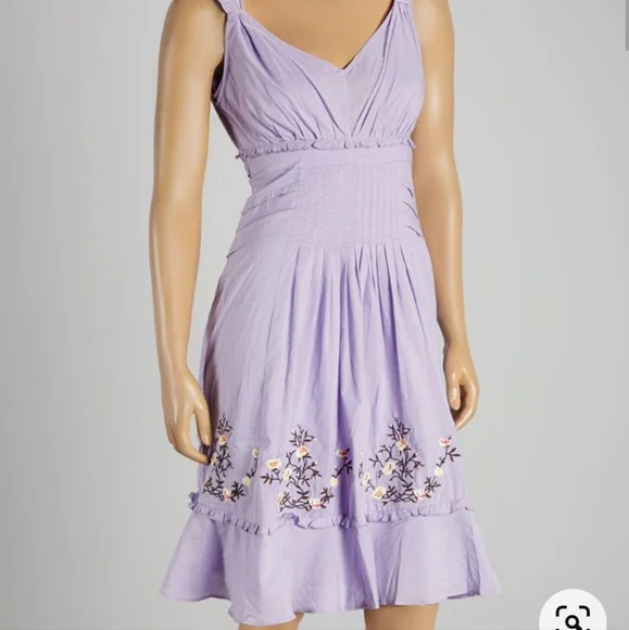 Aryeh Dresses | New Aryeh Empire Waist Dress Large Lavender Embroidered Flowers Easter Spring | Color: Purple | Size: L | Jenisjuicy's Closet
